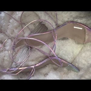 Pretty little things snake holographic heels